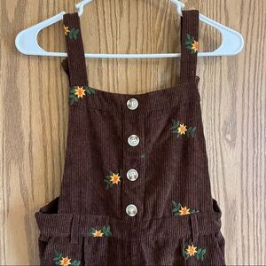 Brown embroidered overalls